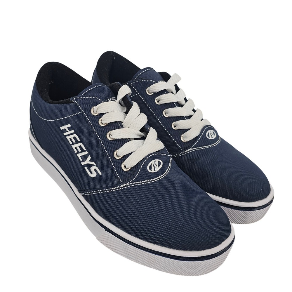 Heelys Navy Blue White Canvas Skate Shoes Low Top Sneakers Wheels Youth 5